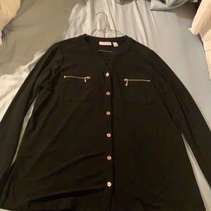 Mock Neck Stretchy Blouse